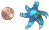 1 42mm Aqua with Green Foil Lampwork Starfish Pendant
